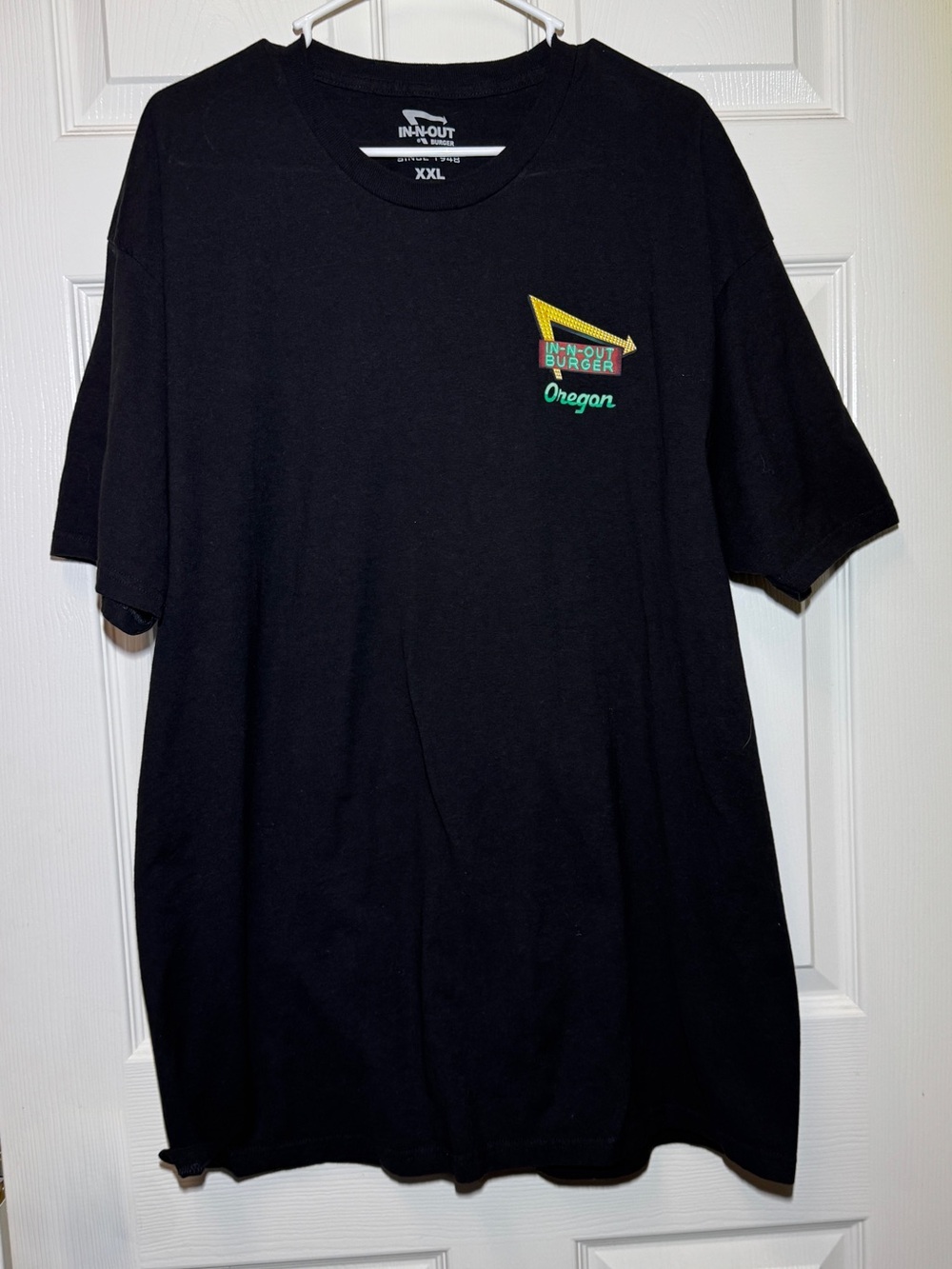 In N Out Burger Oregon Black Logo Tee Sunset Palm Trees